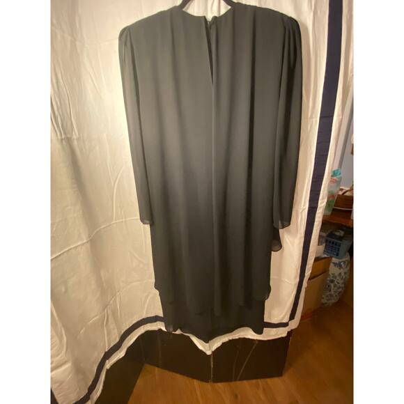 Women's Ursula of Switzerland, 14 or 16 Formal Dress with Chiffon Overlay, Black - Picture 8 of 12